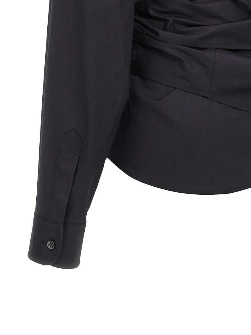 Moschino Asymmetric One-Shoulder Shirt With Tailored Sash Detail