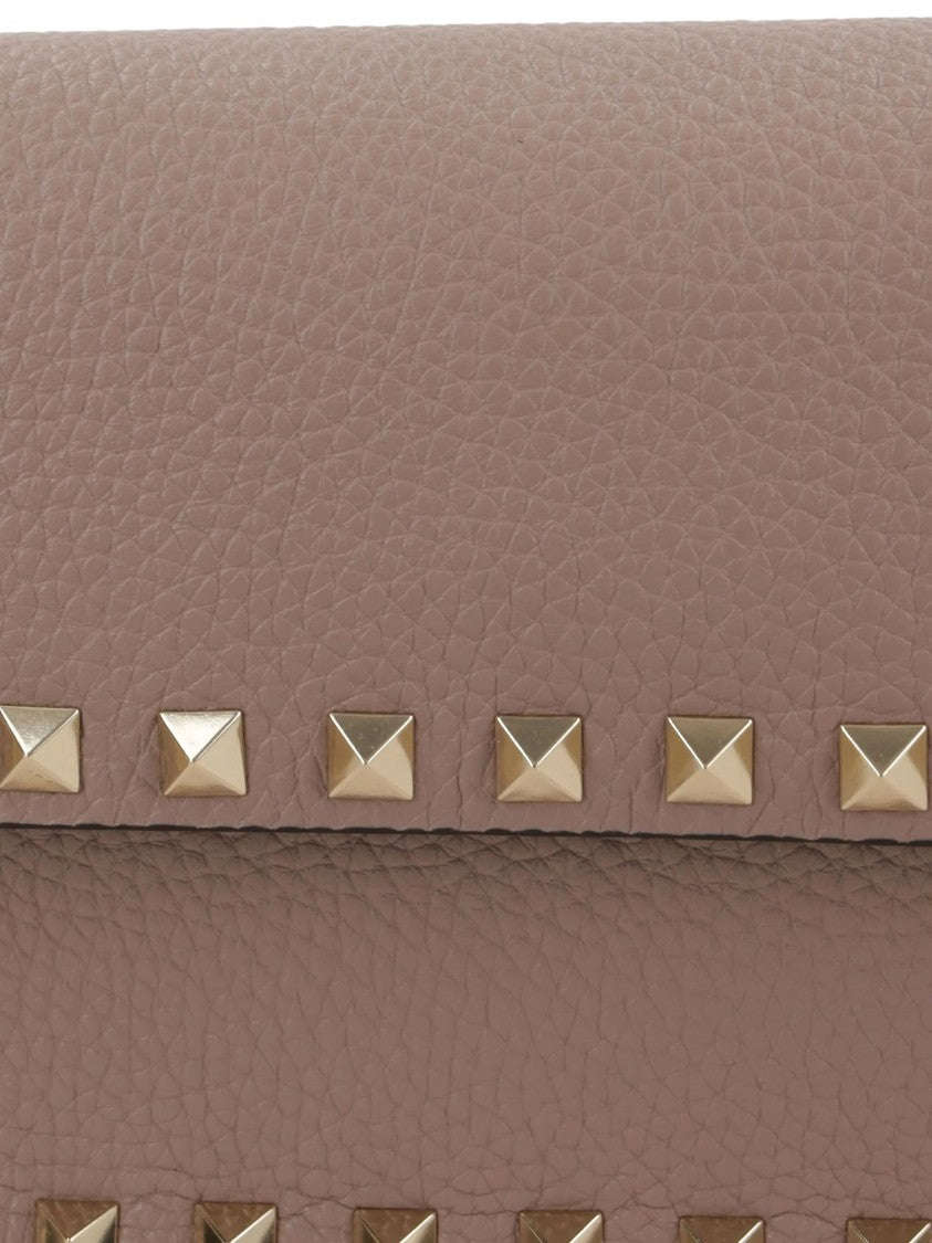 Valentino Pyramid Stud Taupe Leather Wallet