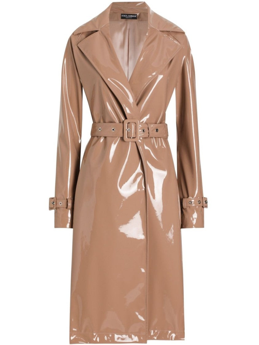 Dolce & Gabbana Knee-Length Brown Trench Coat