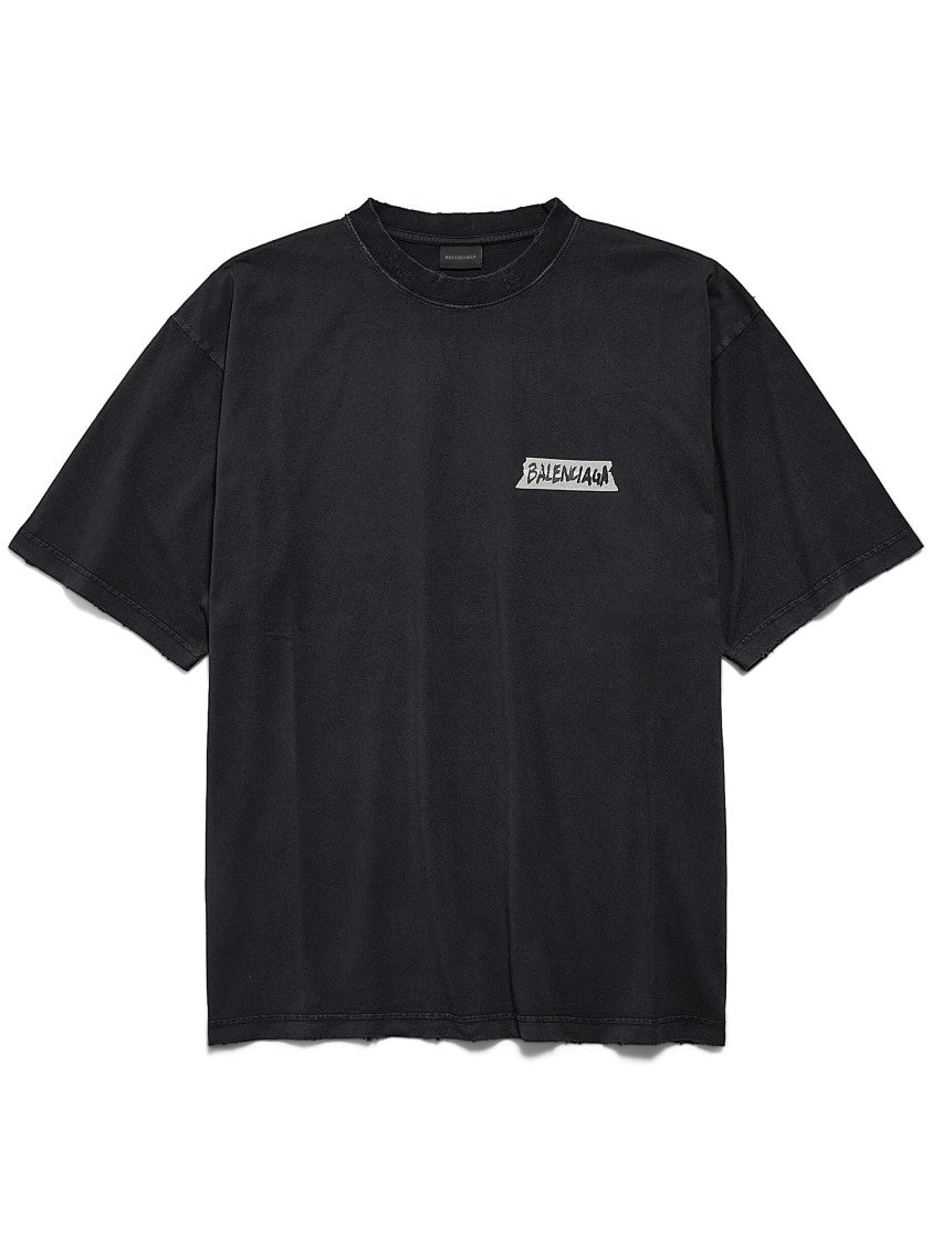 Balenciaga Black Medium Fit Patch Detail T-Shirt