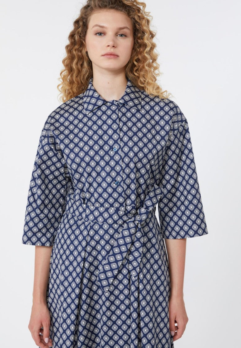 Max Mara Midi Dress With Fitted Waist And Self-Tie Belt