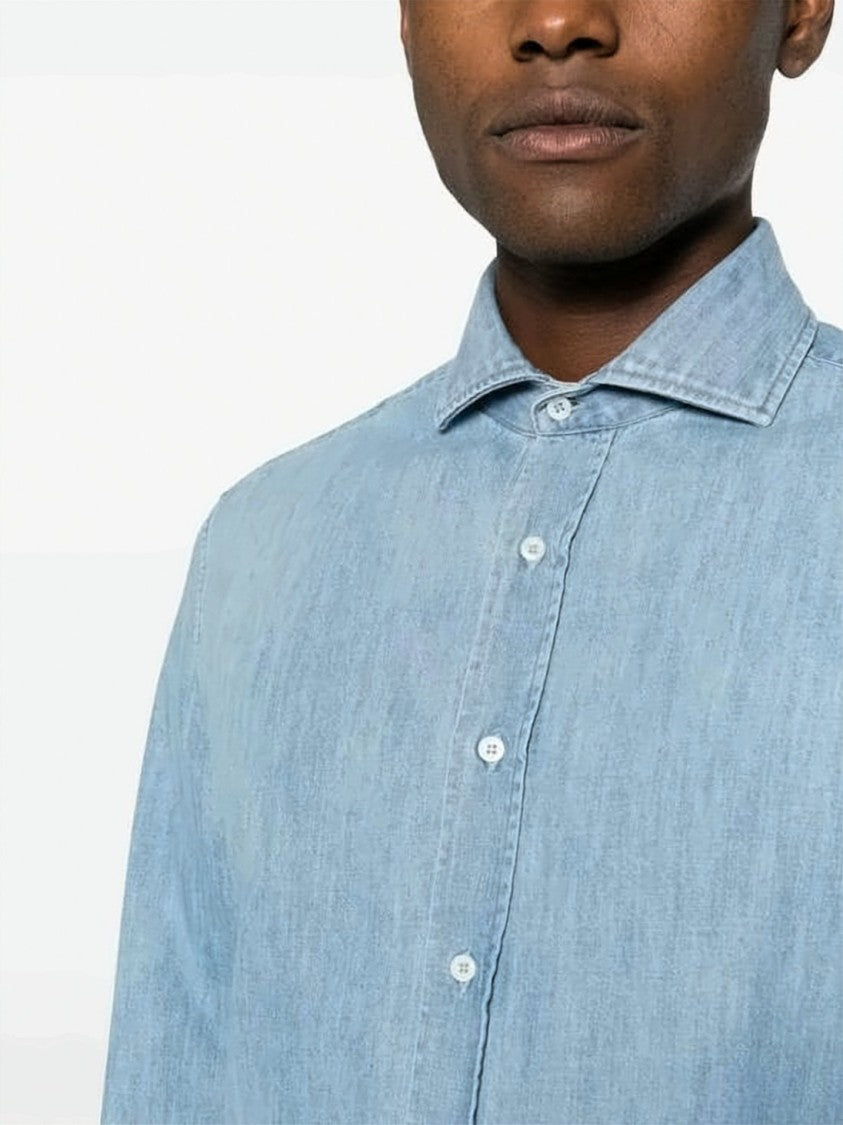 Brunello Cucinelli Lightweight Denim Shirt With French Collar