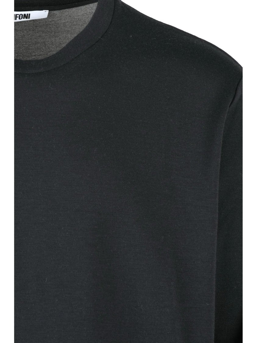 Grifoni Black Wool Cotton Polyamide Men's Underjacket Sweatshirt