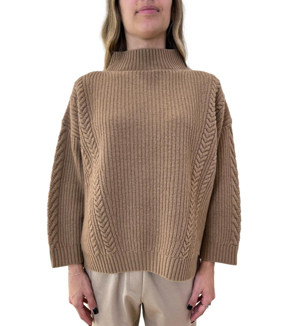 Max Mara Textured Cable Knit Sweater With High Neckline