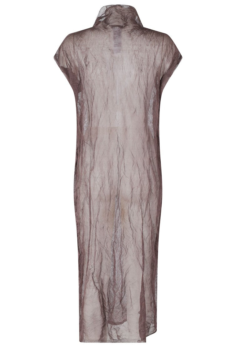 Antonelli Brown Echinacea Crinkle-Effect Metallic-Silk Midi Dress