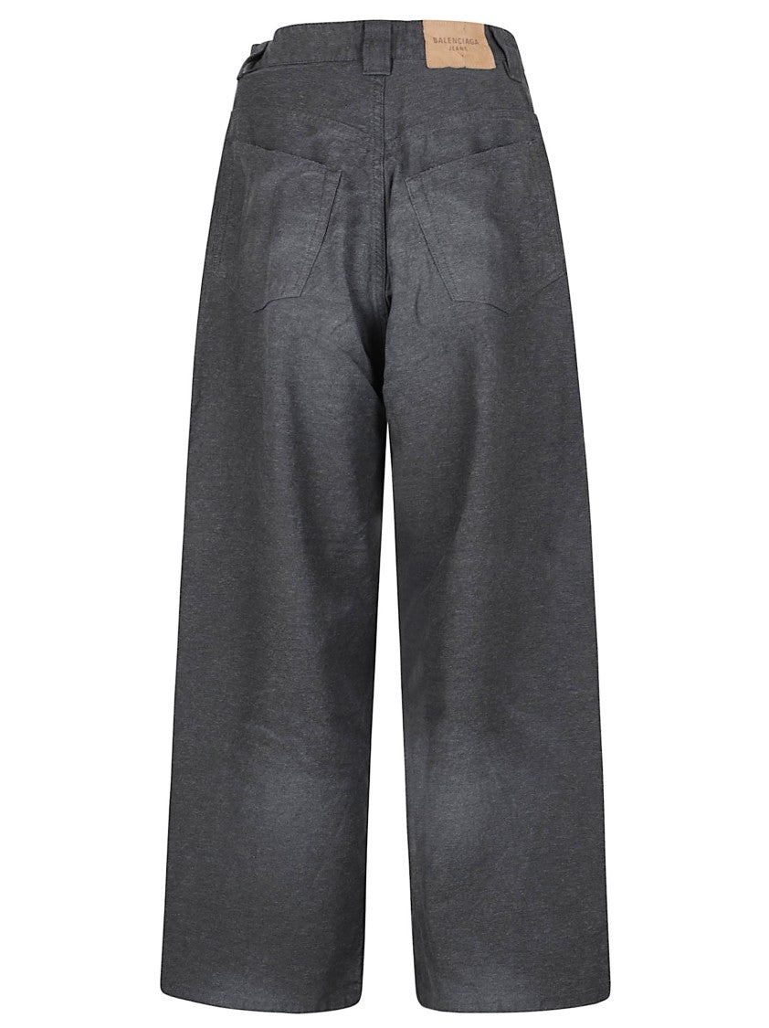 Balenciaga Mid-Rise Relaxed Fit Grey Cotton Denim Trousers