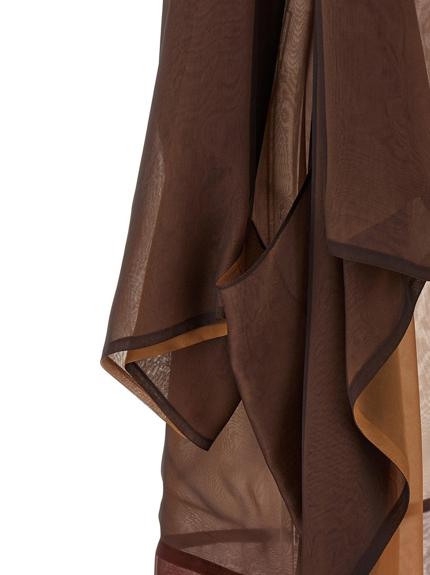 Alberta Ferretti Silk Chiffon Cardigan With Asymmetrical Hem And Shawl Collar