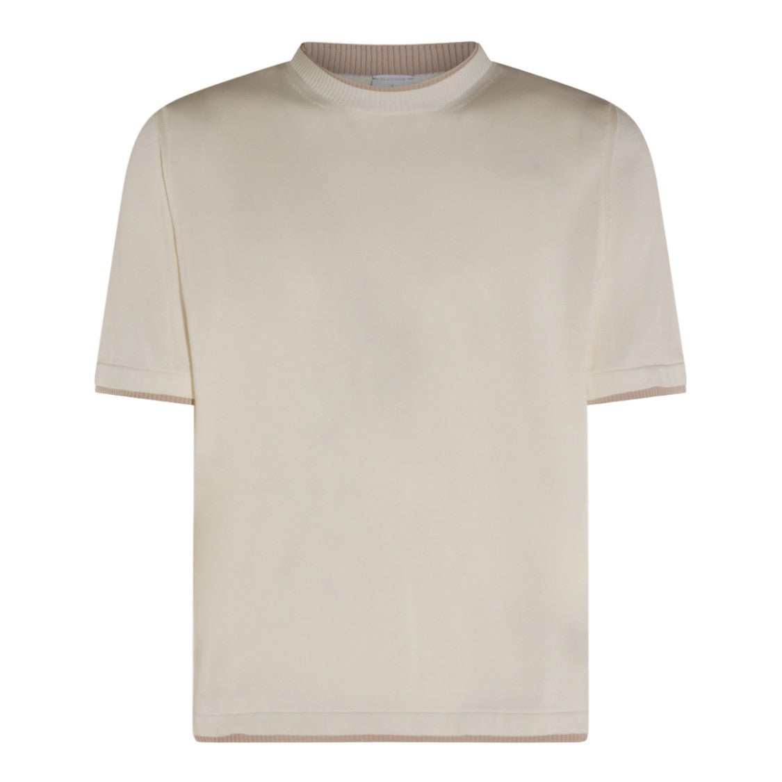Eleventy Minimalist Short-Sleeve Shirt With Ribbed Neckline And Cuffs