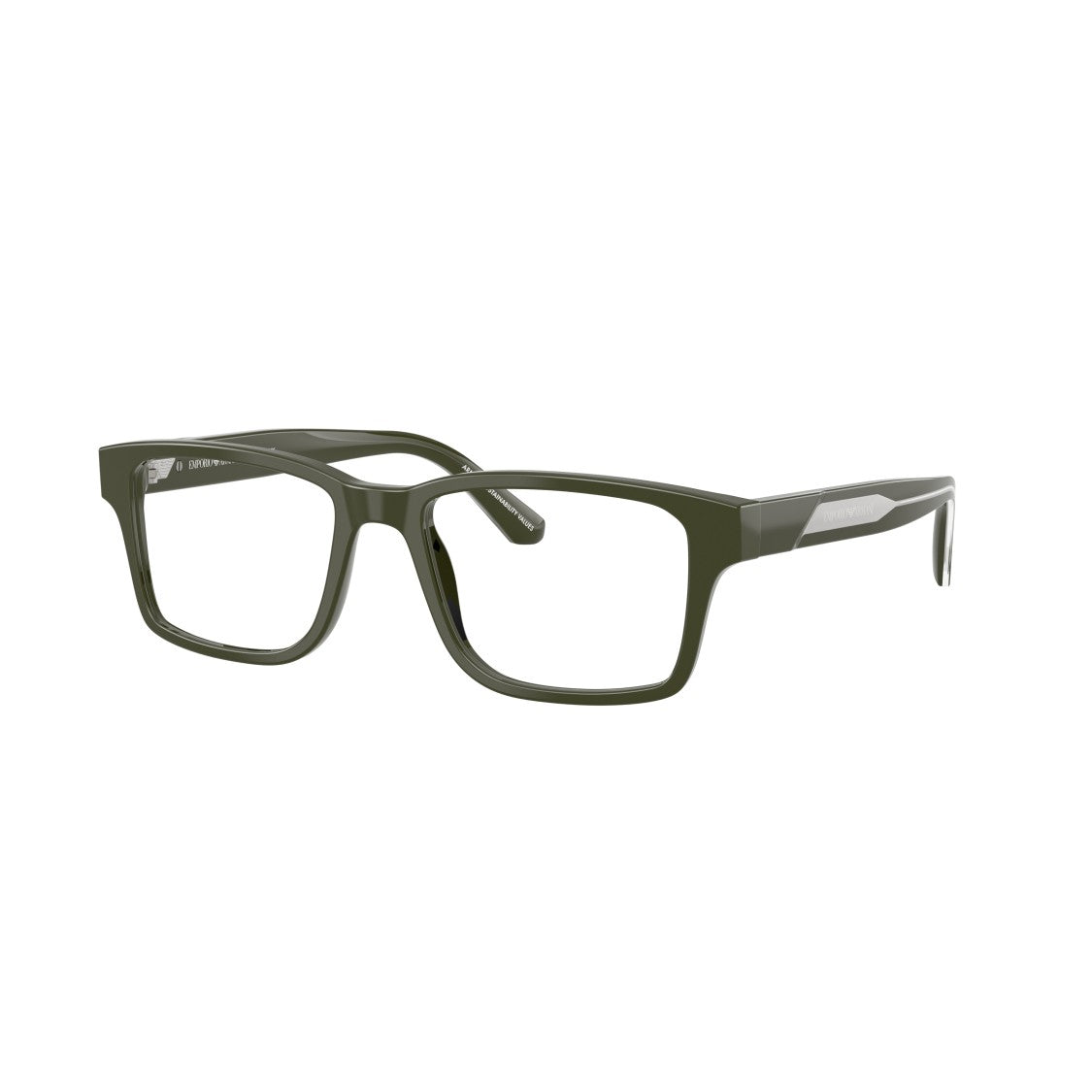 Emporio Armani 0Ea3271 Muted Olive Green Rectangular Acetate Eyeglasses With Silver Accents