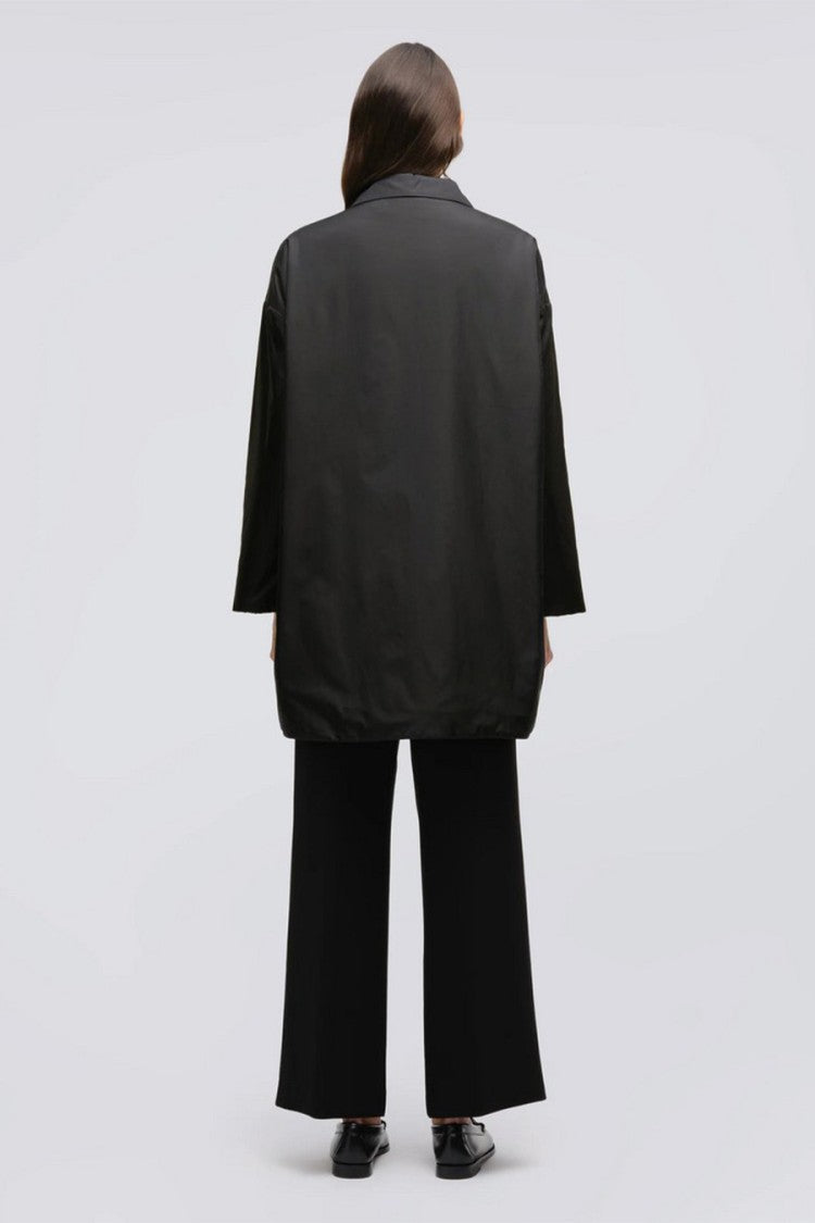 Aspesi Black Teena Polyamide Four-Button Coat