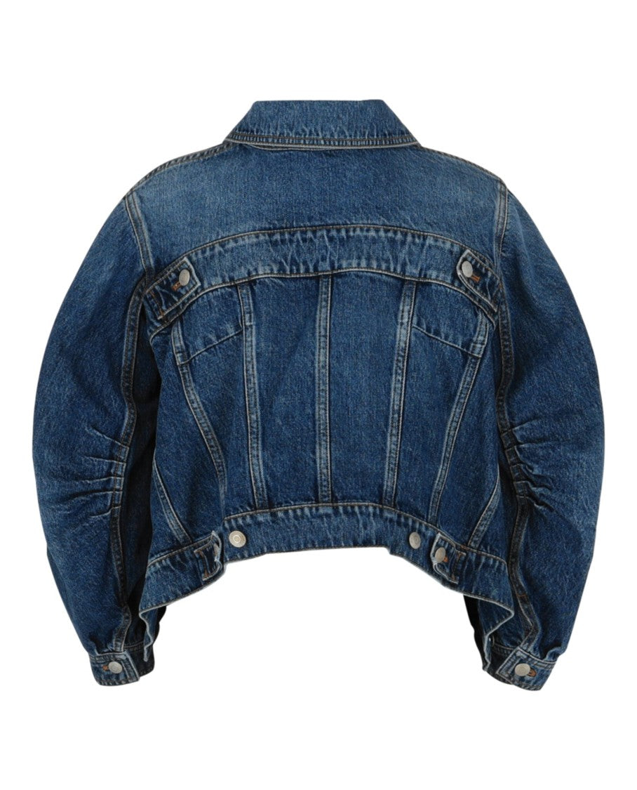Alexander Mcqueen Cropped Cocoon Sleeve Denim Jacket