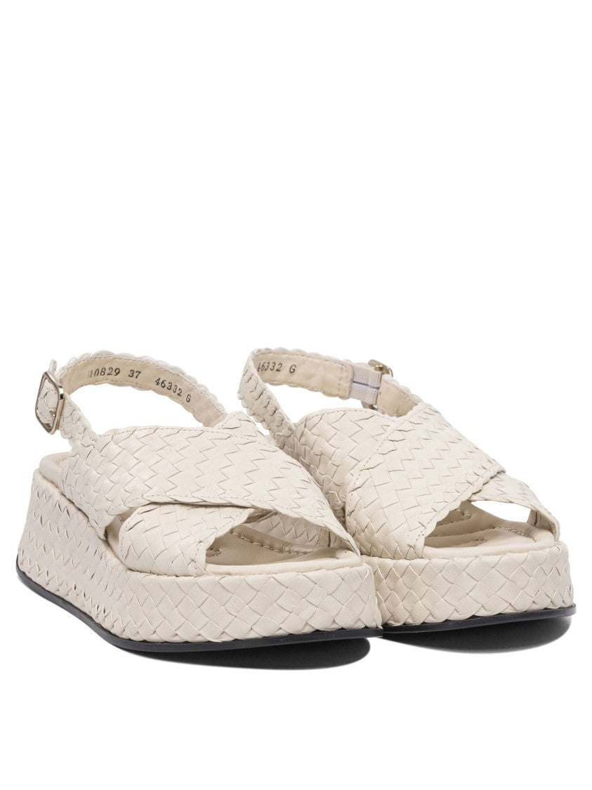 Pons Quintana Woven Leather Sandals With Cross-Strap Design