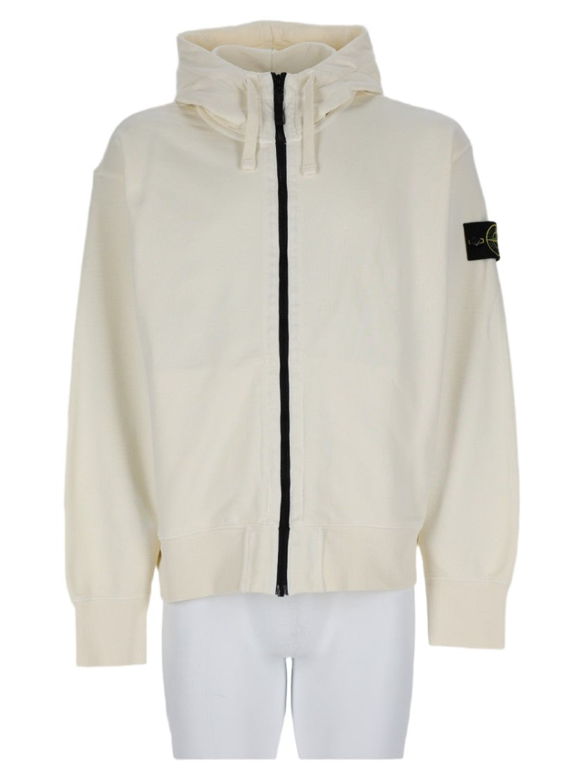 Stone Island Hooded Zip Sweatshirt With Subtle Patch Detail