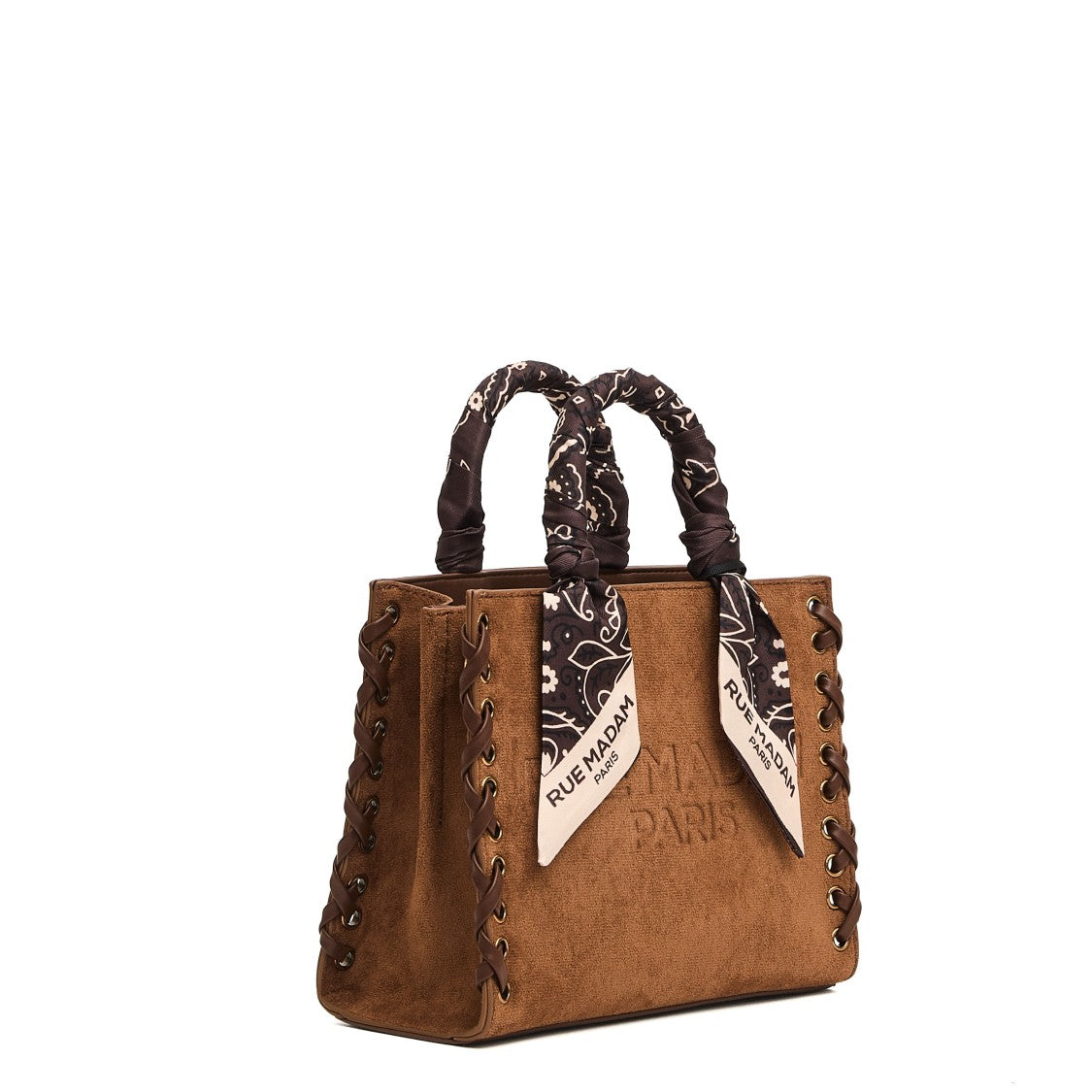 Rue Madame Mini Tote Suede Cognac Con Bandana