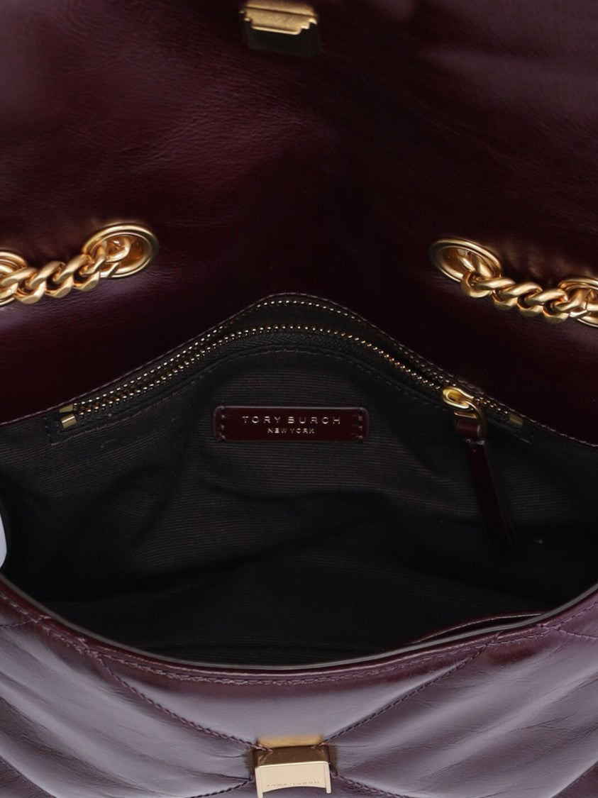 Tory Burch Quilted Burgundy Leather Bag With Gold-Tone Chain Strap