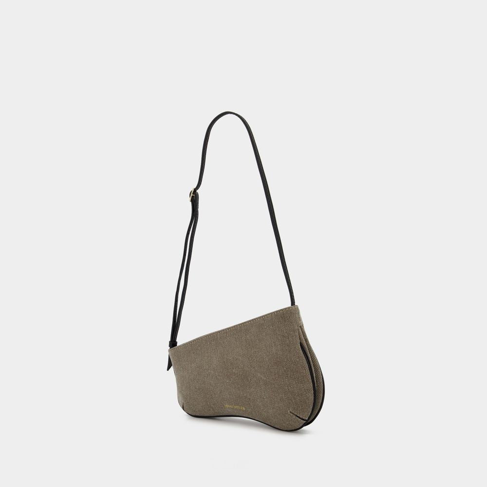 Manu Atelier Mini Curve Hobo Bag - Grey/Black - Denim