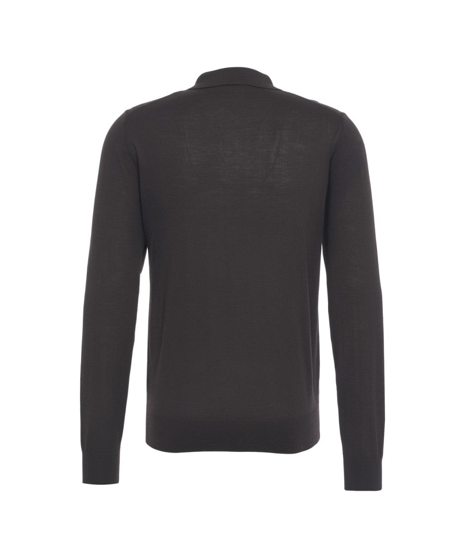 Paolo Pecora Long Sleeve Black Polo Shirt