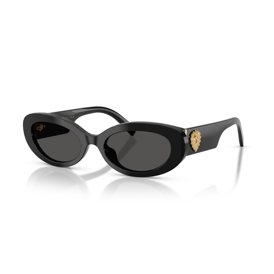 Dolce & Gabbana 0Dg4537 Oval Black Acetate Sunglasses With Gold Emblem