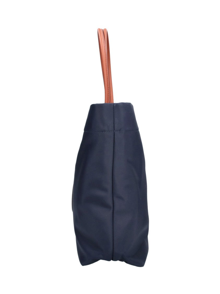Tory Burch Navy Ella Twist Monogram Fabric Tote Bag