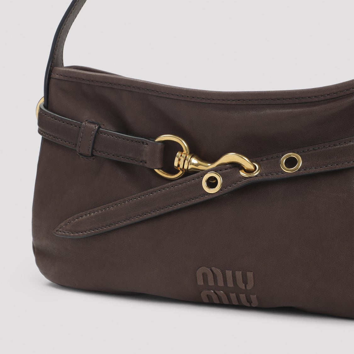 Miu Miu Brown Lamb Leather Aventure Shoulder Bag