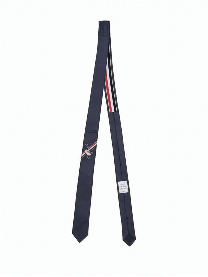 Thom Browne Slim Silk Necktie With Subtle Diagonal Stripe Detail