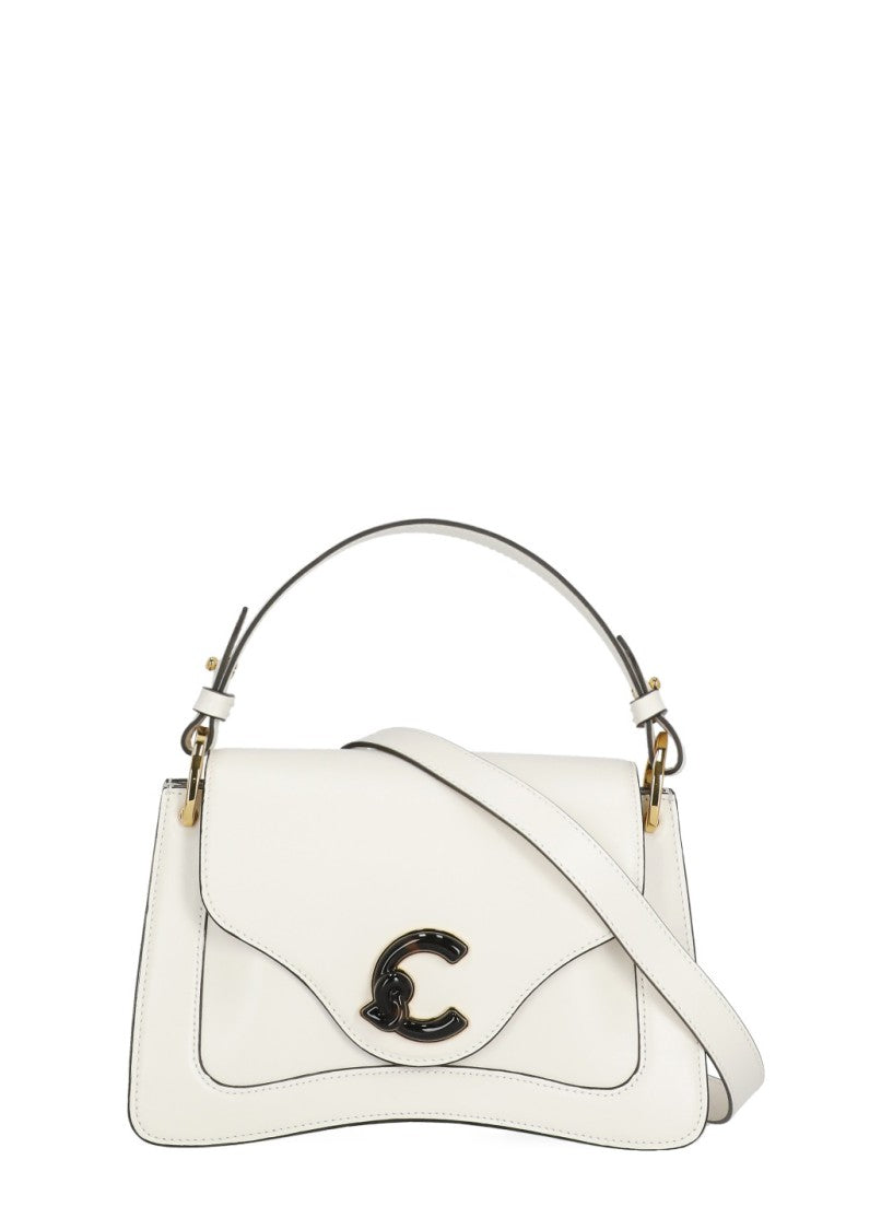 Coccinelle Structured Ivory Leather C-Me Small Handbag With Adjustable Strap