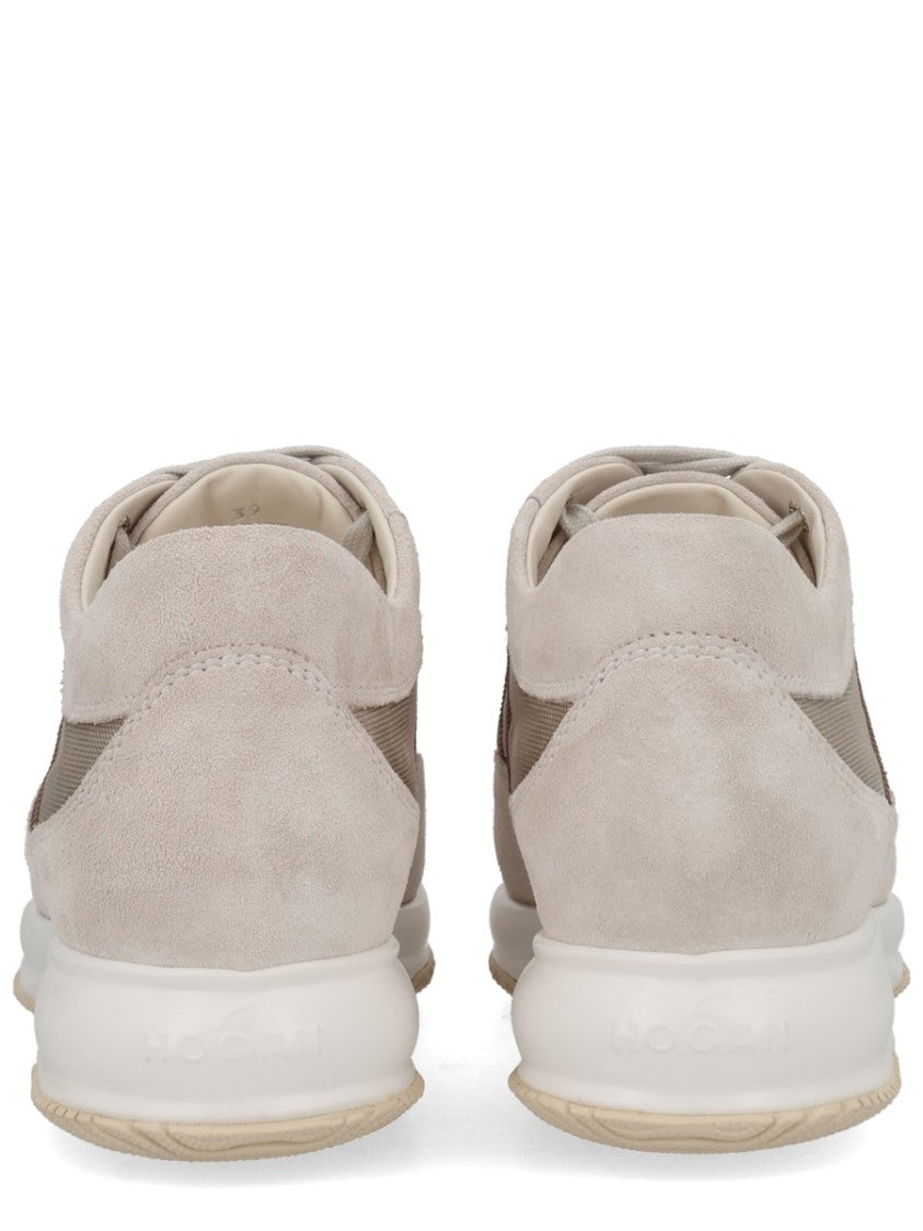 Hogan Light Beige Interactive Sequin Logo Sneakers