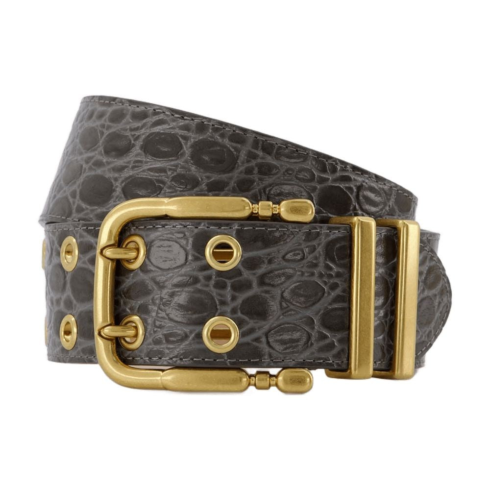 By Far Duo Belt - Grey - Croc Leather
