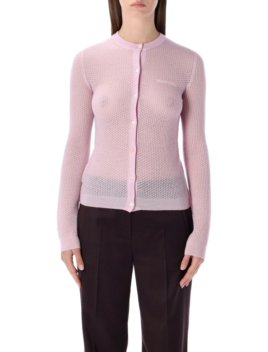 Miu Miu Cashmere Cardigan With Lacy Knit Detailing