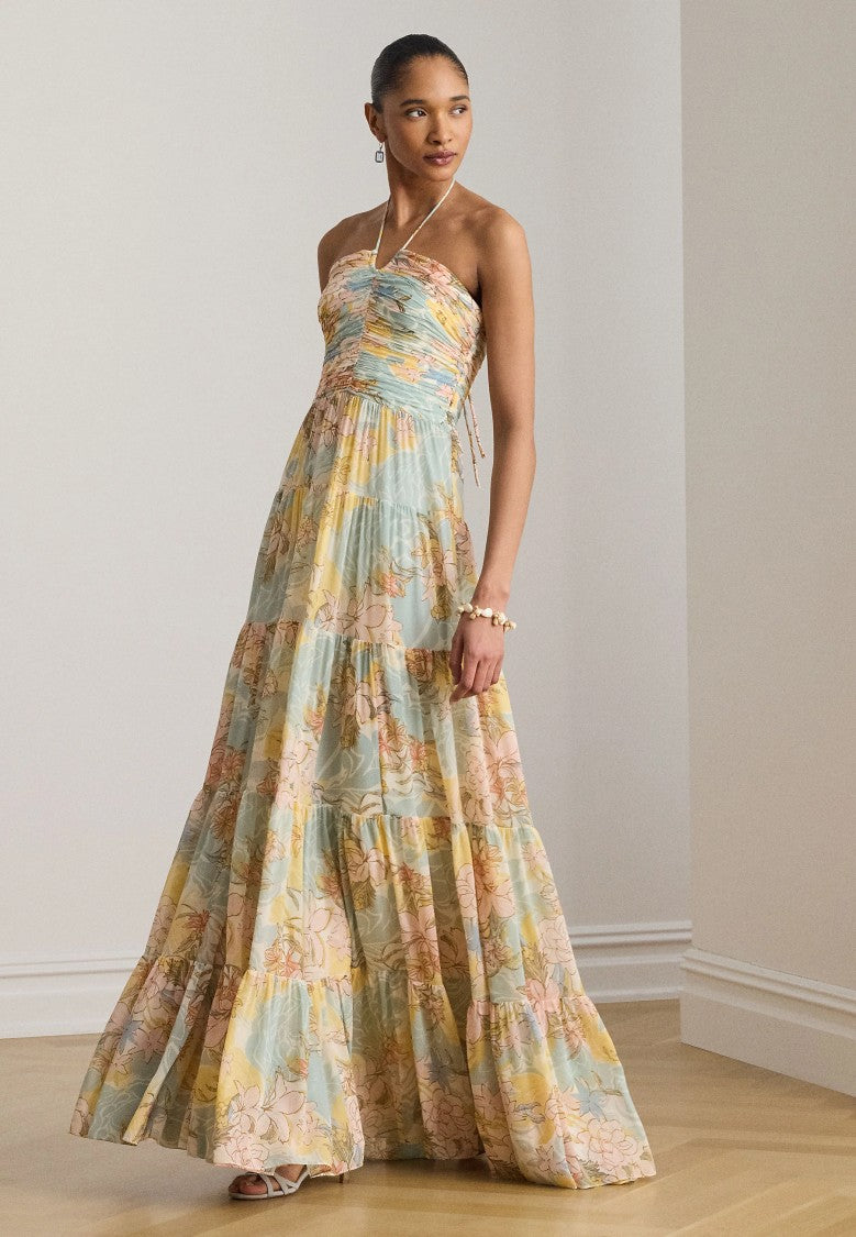Lauren Ralph Lauren Tiered Floral Maxi Dress With Halter Neckline