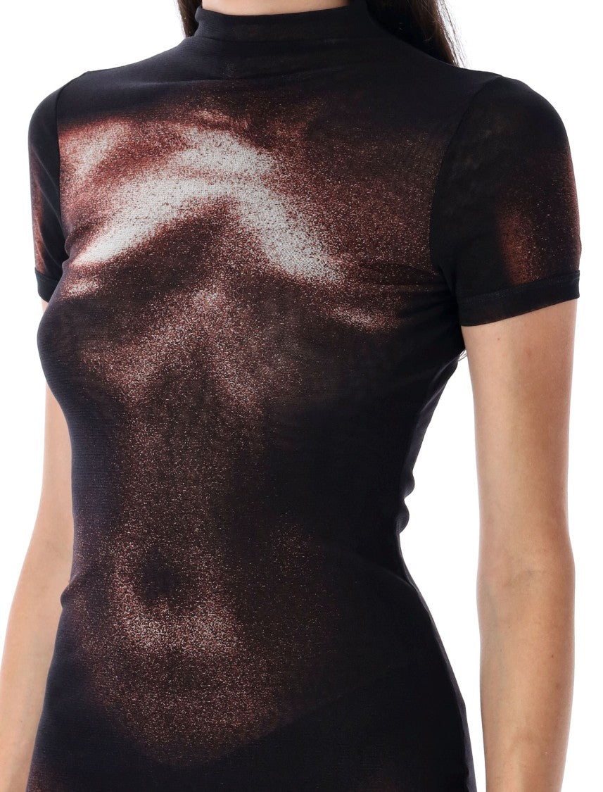 Jean Paul Gaultier Body Print Mini Dress