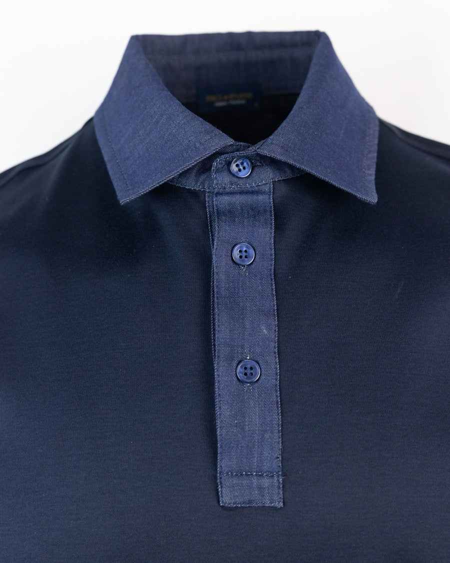 Paul & Shark Polo Shirt With Denim Detail And Organic Cotton Piquet