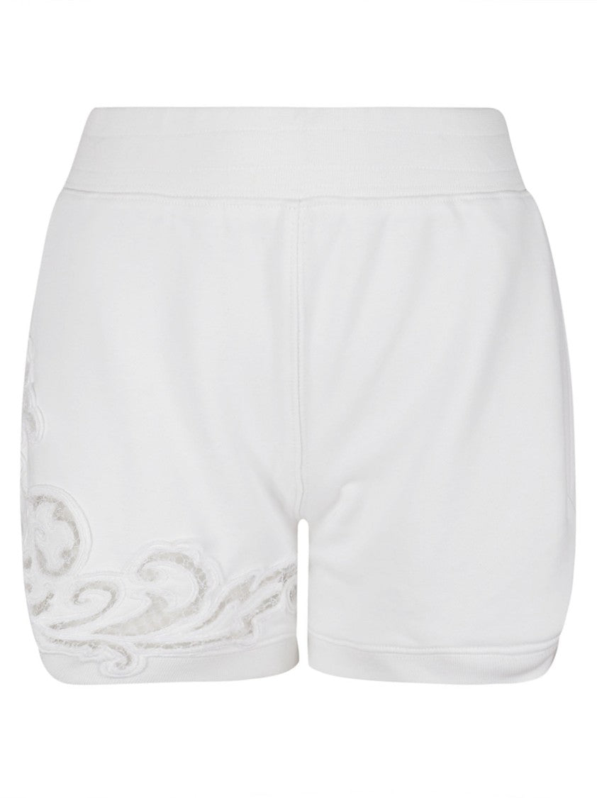 Ermanno Scervino Relaxed Fit White Shorts With Intricate Embroidery
