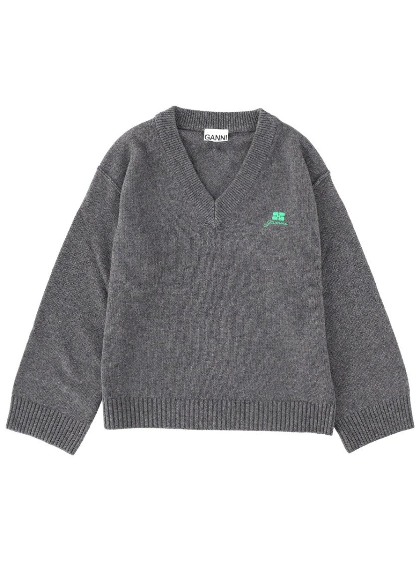 Ganni Oversized Embroidered Logo Sweater