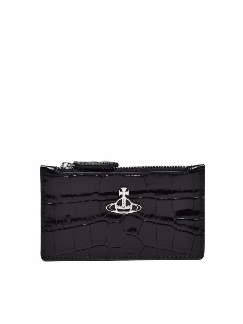 Vivienne Westwood Black Leather Crocodile Card Holder