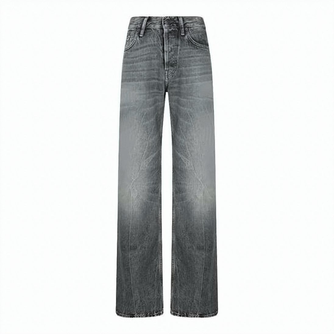 Acne Studios Faded Grey Denim Pants With Textured Weave And Classic Five-Pocket Design