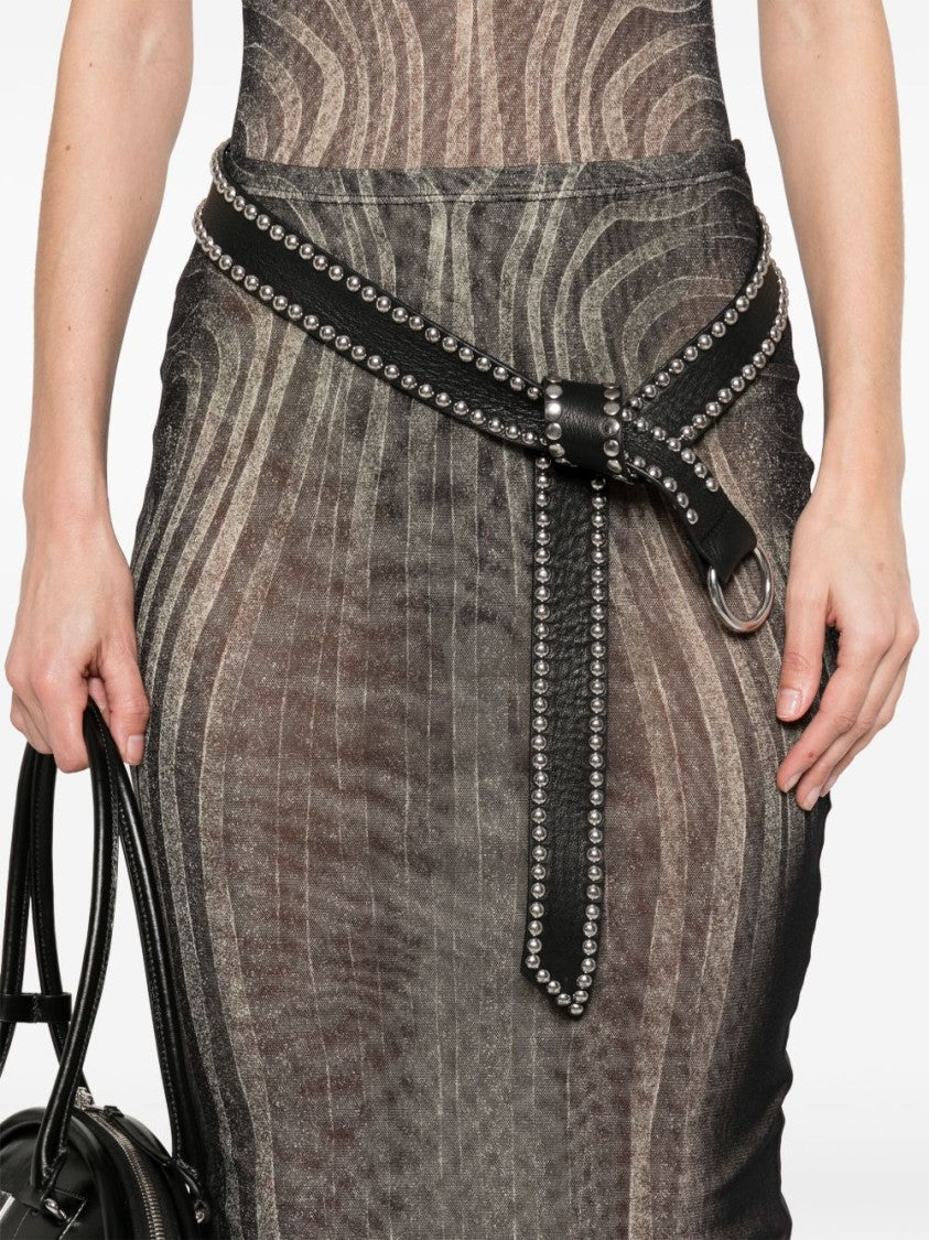 Jean Paul Gaultier Spiral Printed Mesh Long Skirt