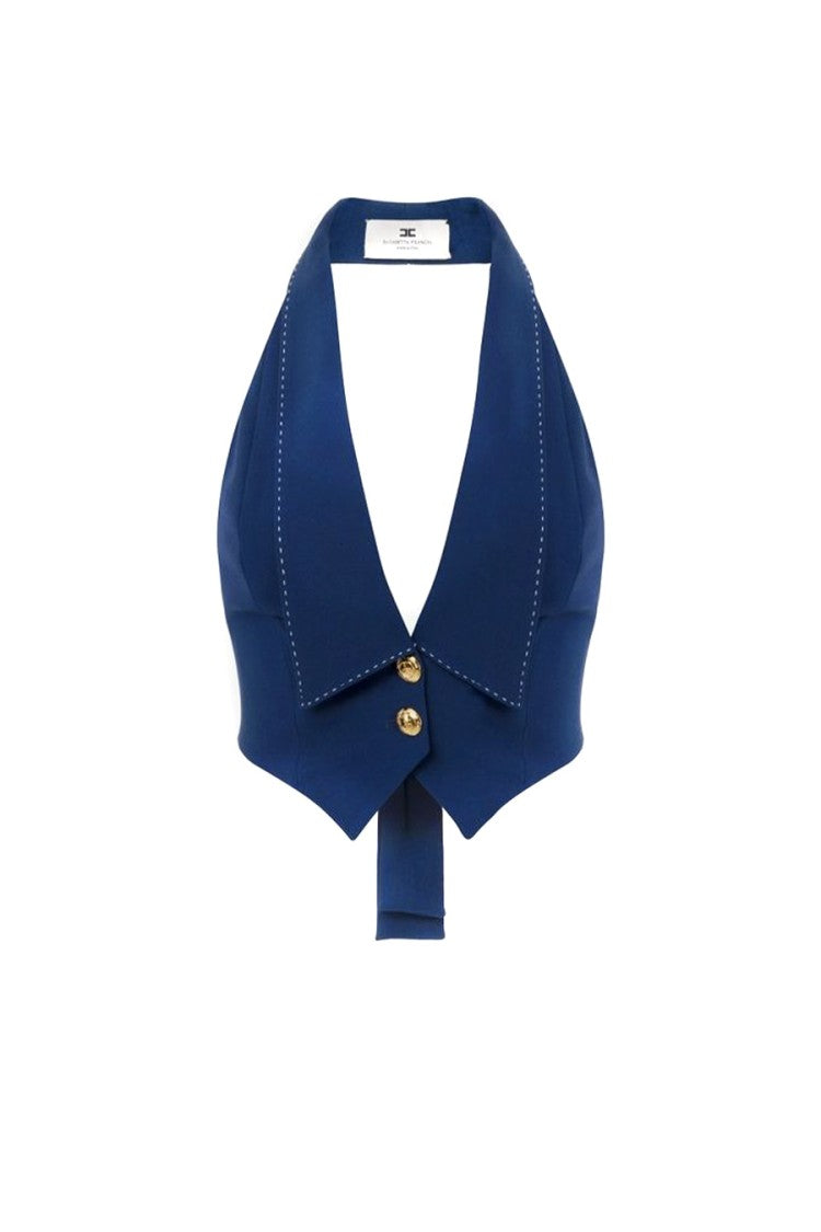 Elisabetta Franchi Blue Tailored Coat With Distinguished V-Neckline