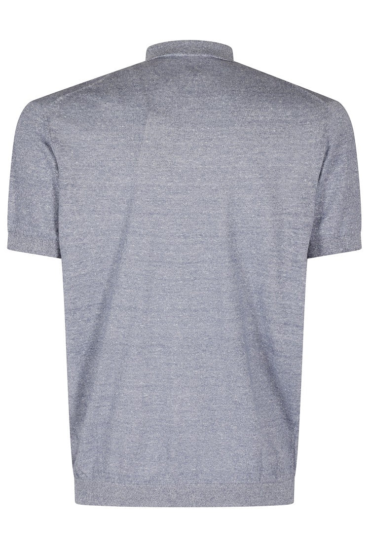 L.B.M. Full Button Linen Blend Polo Shirt