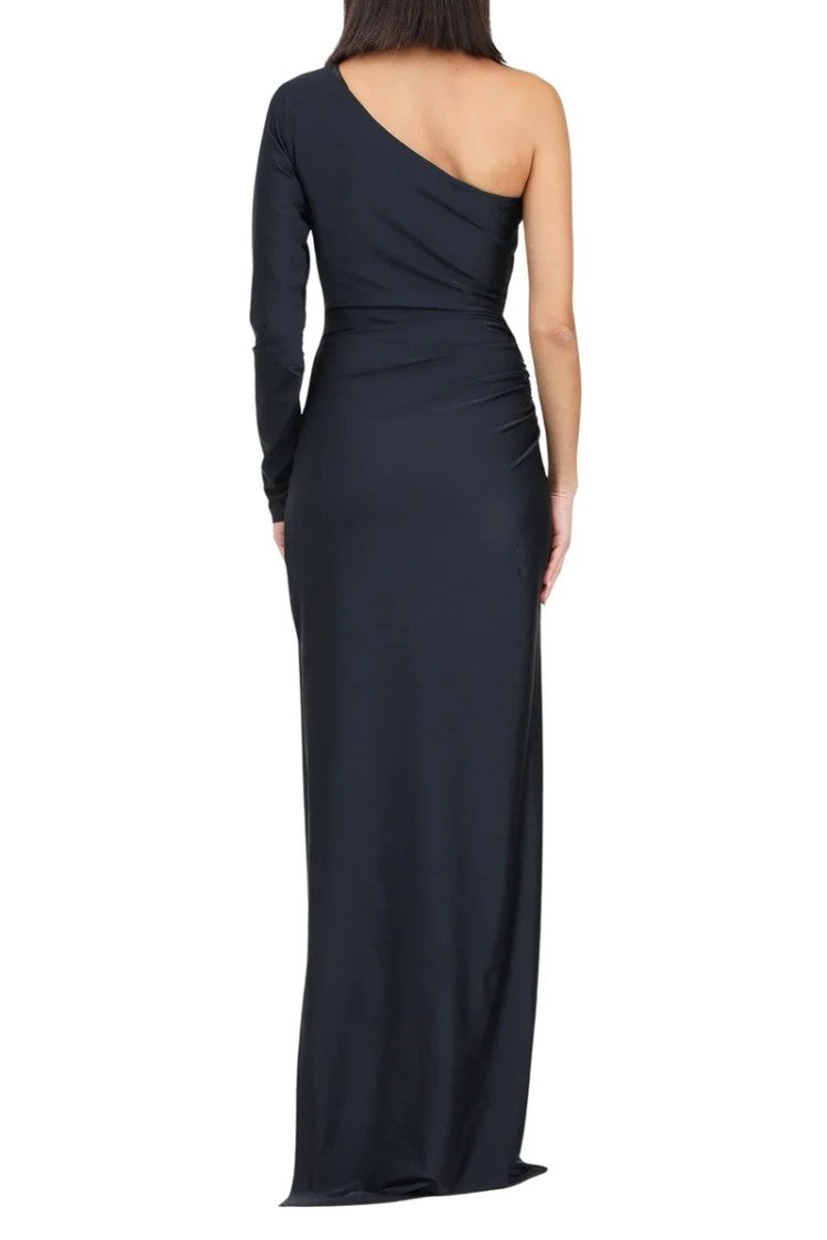 House Of Amen Long Lycra One-Shoulder Dress - Black