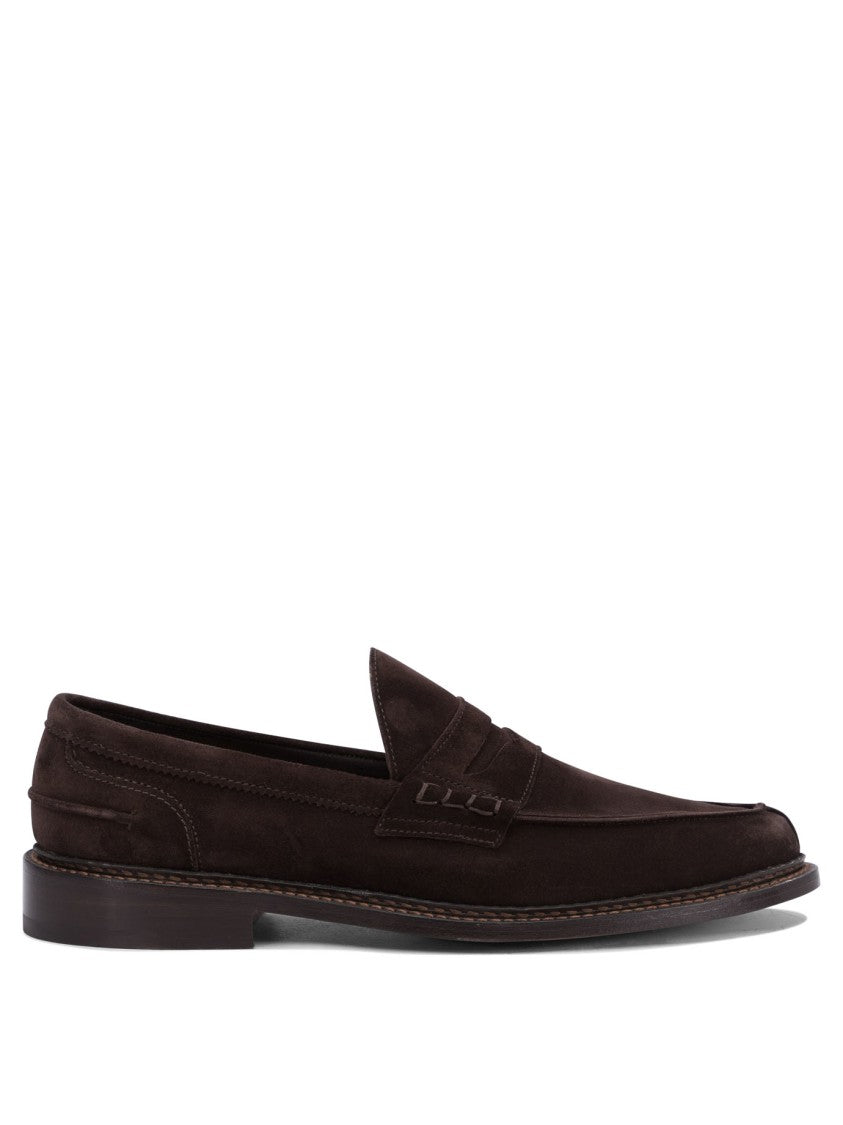 Tricker's Smooth Suede Loafers With Classic Silhouette