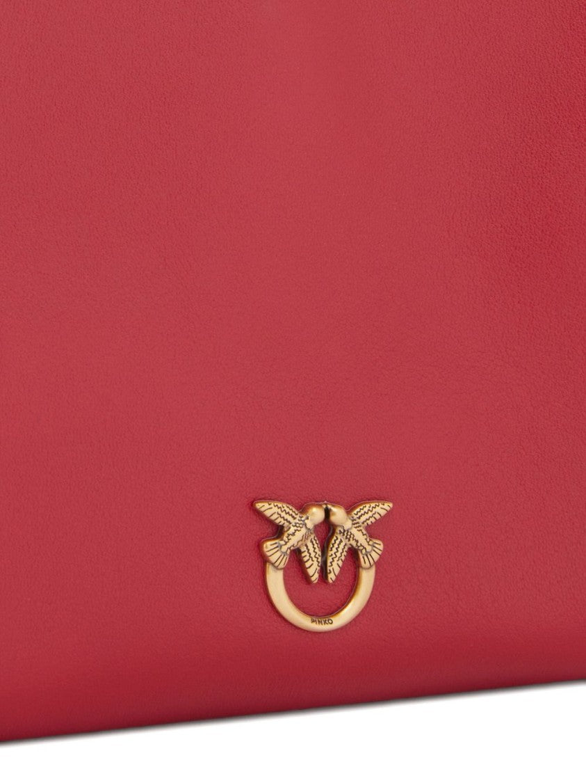 Pinko Calfskin Shoulder Bag In Radiant Red