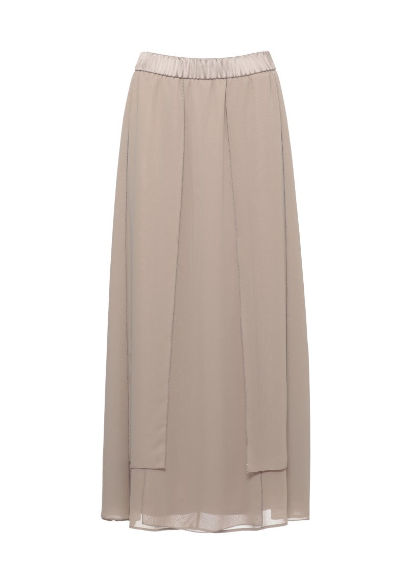 Peserico Midi Skirt With Layered Volant And Shimmering Accents