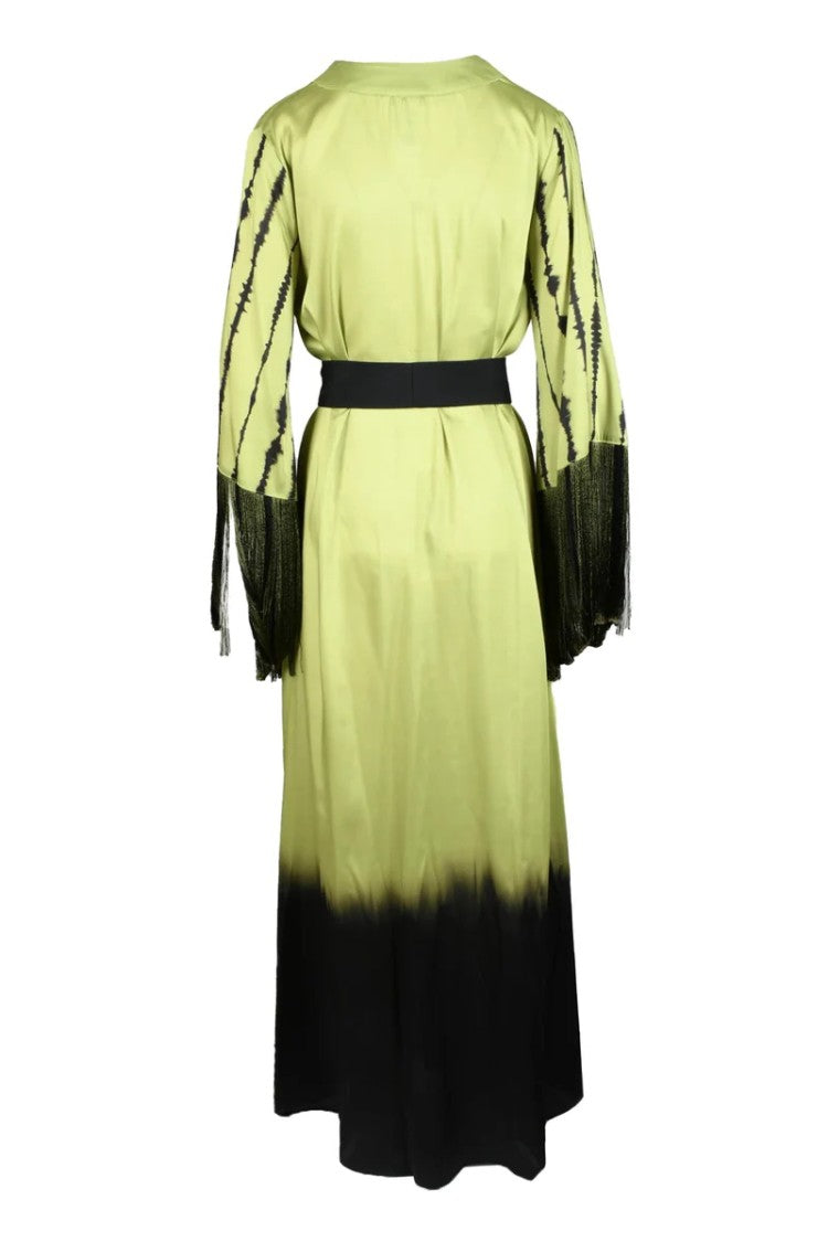 Access Fashion Gradient Midi Dress With Fringed Sleeves