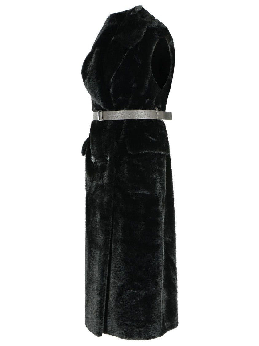 P.A.R.O.S.H. Black Faux Fur Coat