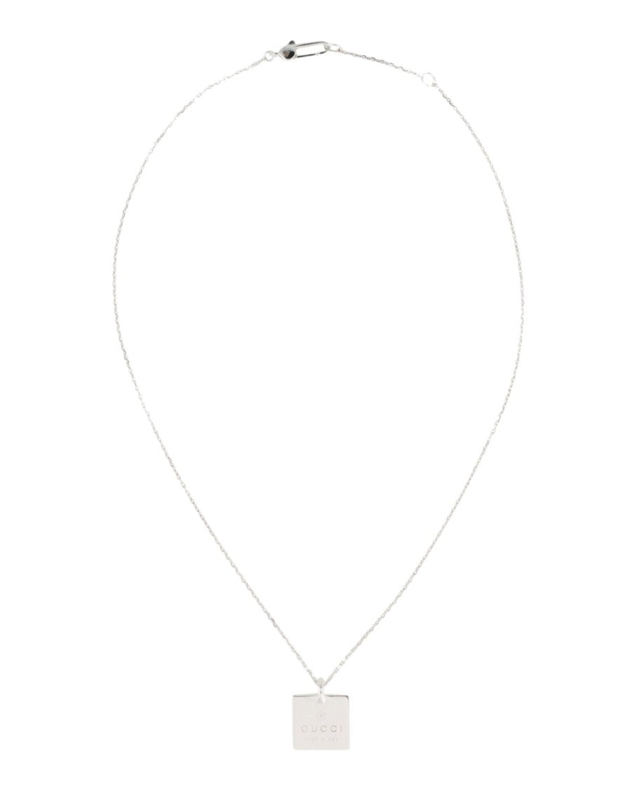 Gucci Sterling Silver Logo Pendant Necklace