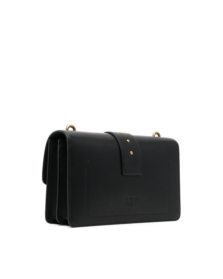Pinko Black Leather Love Bag Medium Crossbody