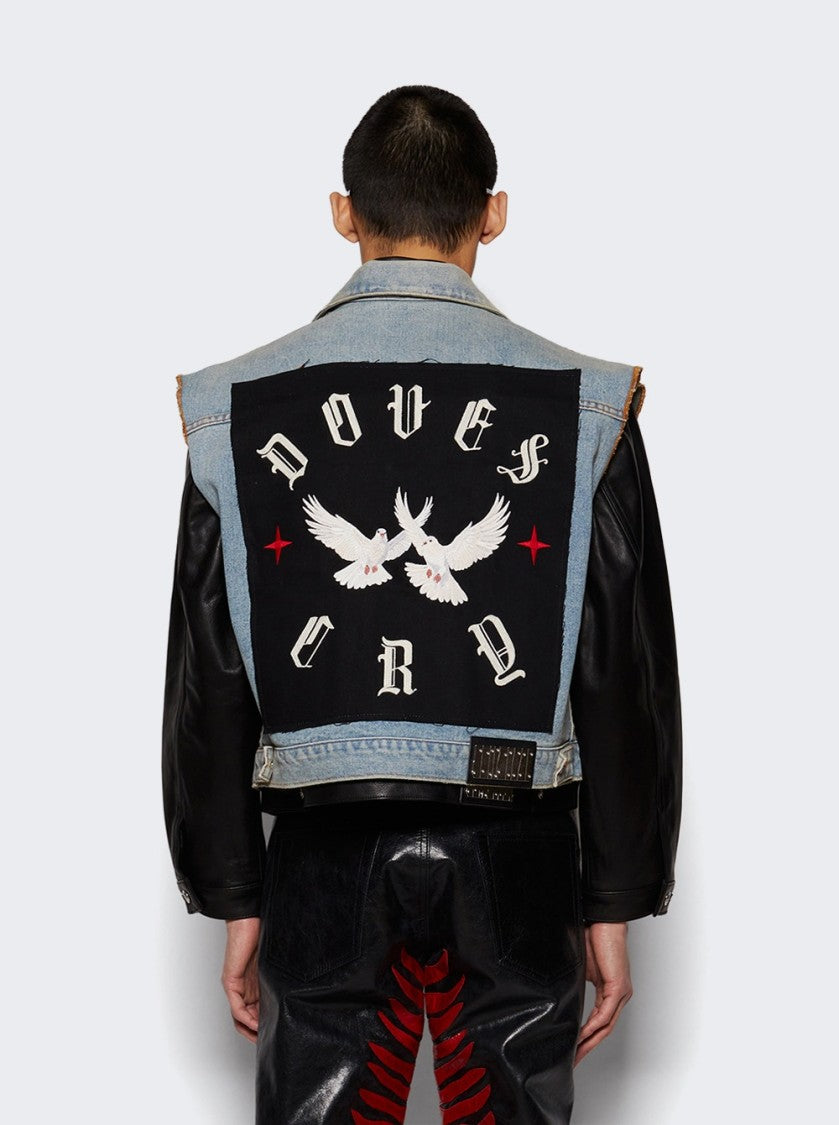 Earthling Vip Warrior Jacket Light Blue And Black Leather