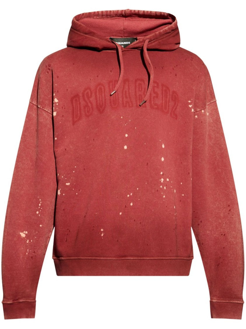 Dsquared2 Paint Splatter Detail Red Hoodie