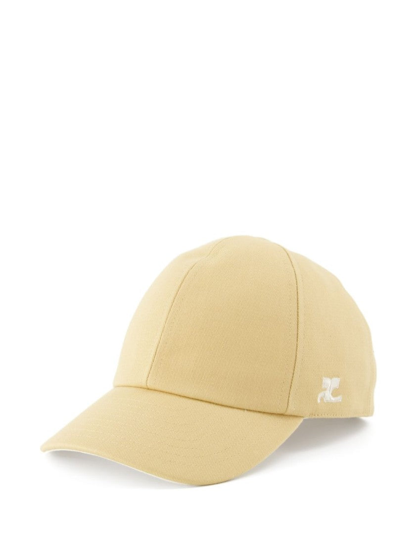 Courrèges Structured Baseball Cap In Light Beige Silk-Nylon Fabric